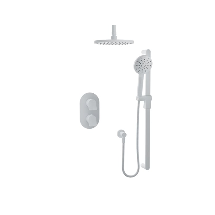 Baril Profile B46 Complete Thermostatic Pressure-Balanced Shower Kit, Ceiling-Mounted - White