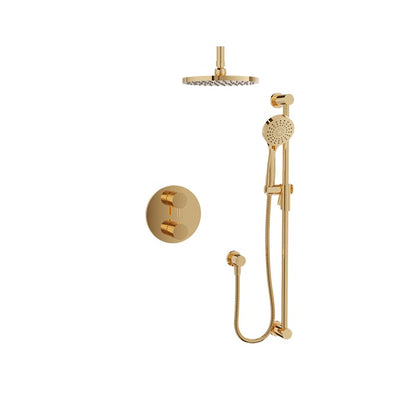 Baril Zip B66 Complete Thermostatic Pressure-Balanced Shower Kit, Ceiling-Mount Head - Gold