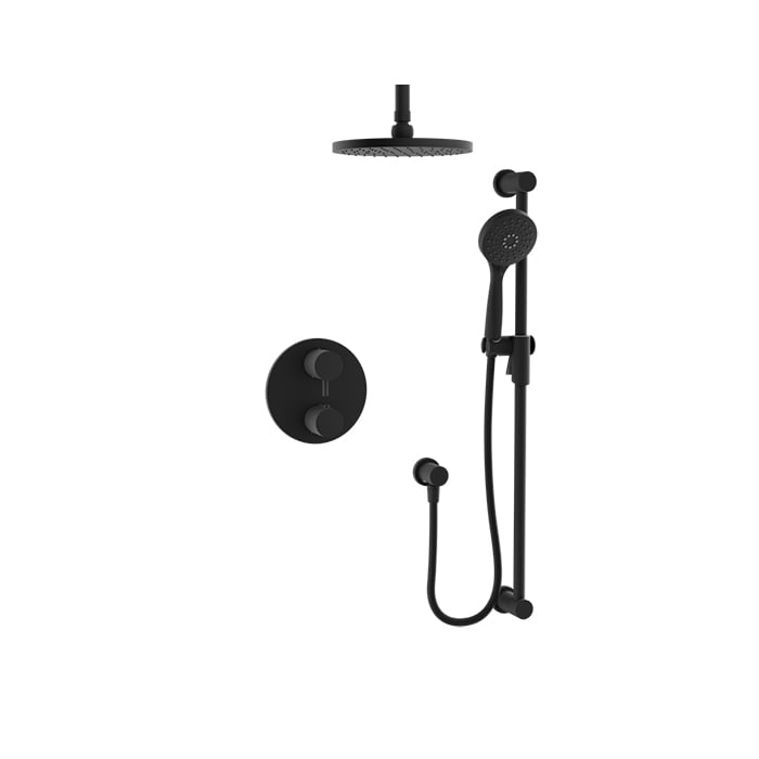 Baril Zip B66 Complete Thermostatic Pressure-Balanced Shower Kit, Ceiling-Mount Head - Matte Black