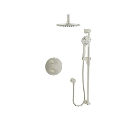 Baril Zip B66 Complete Thermostatic Pressure-Balanced Shower Kit, Ceiling-Mount Head - Brushed Nickel