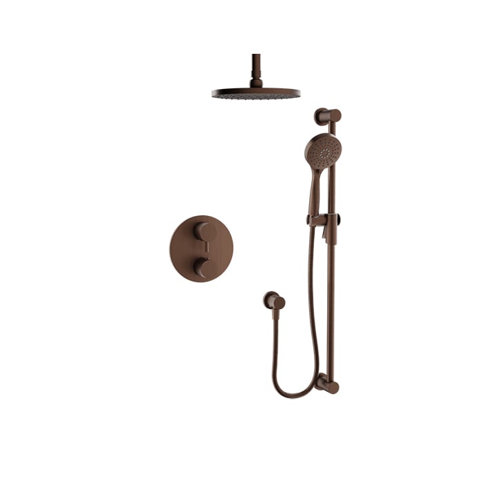 Baril Zip B66 Complete Thermostatic Pressure-Balanced Shower Kit, Ceiling-Mount Head - Venetian Bronze