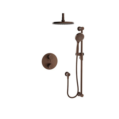 Baril Zip B66 Complete Thermostatic Pressure-Balanced Shower Kit, Ceiling-Mount Head - Venetian Bronze
