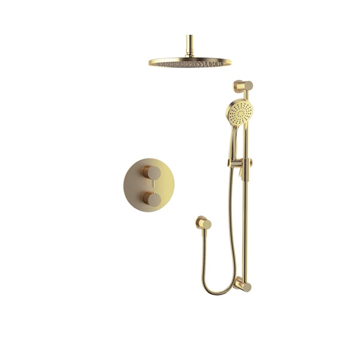 Baril Zip B66 Complete Thermostatic Pressure-Balanced Shower Kit, Ceiling-Mount Head - Warm Gold