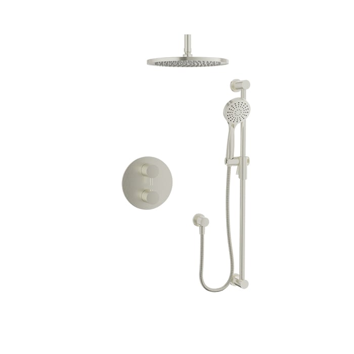 Baril Zip B66 Complete Thermostatic Pressure-Balanced Shower Kit, Ceiling-Mount Head - Brushed Nickel