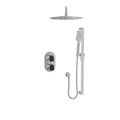 Baril Accent B56 Complete Thermostatic Pressure-Balanced Shower Kit, Ceiling-Mounted - Smokey Chrome