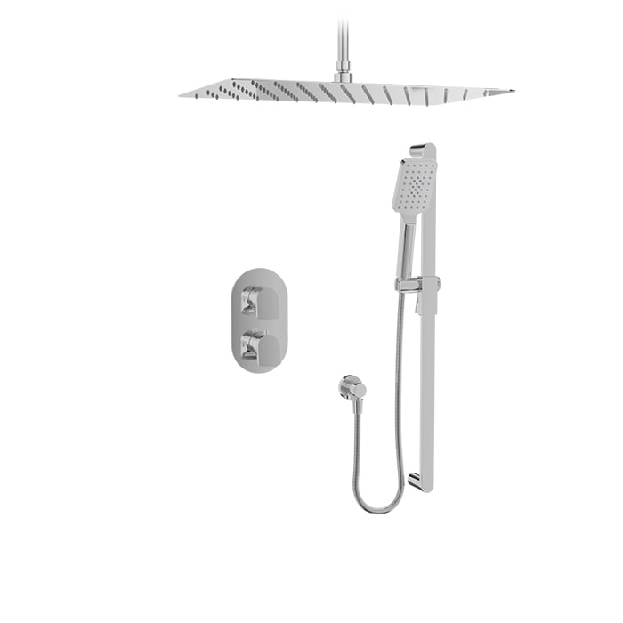 Baril Accent B56 Complete Thermostatic Pressure-Balanced Shower Kit, Ceiling-Mounted - Polished Chrome