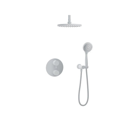 Baril Zip B66 Complete Thermostatic Pressure-Balanced Shower Kit, Ceiling-Mount Head - White