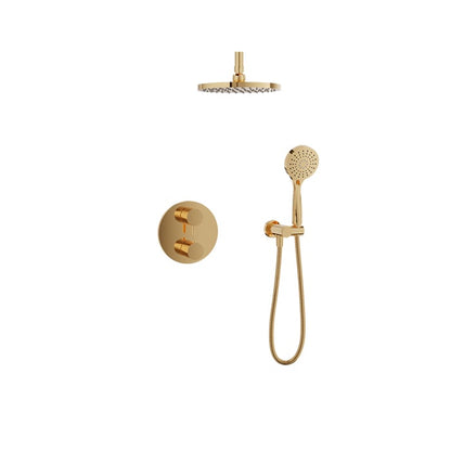 Baril Zip B66 Complete Thermostatic Pressure-Balanced Shower Kit, Ceiling-Mount Head - Gold