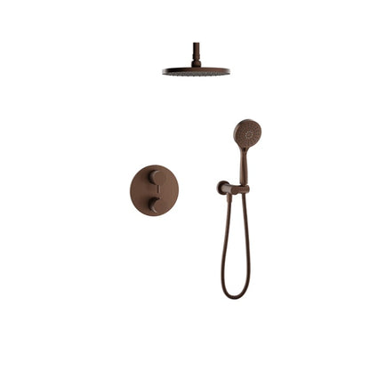 Baril Zip B66 Complete Thermostatic Pressure-Balanced Shower Kit, Ceiling-Mount Head - Venetian Bronze