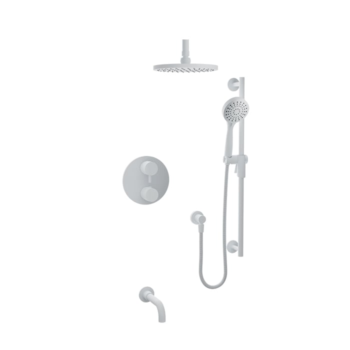 Baril Zip B66 Complete Thermostatic Pressure-Balanced Shower Kit, Ceiling-Mount Head - White