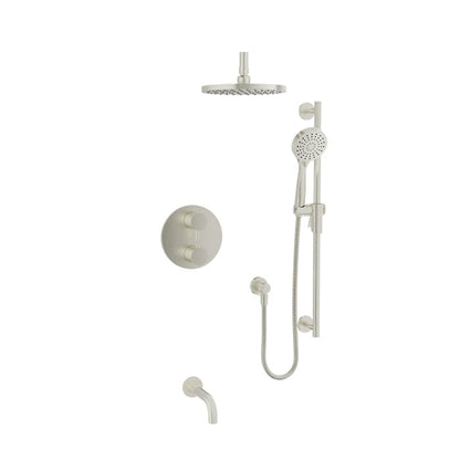 Baril Zip B66 Complete Thermostatic Pressure-Balanced Shower Kit, Ceiling-Mount Head - Brushed Nickel