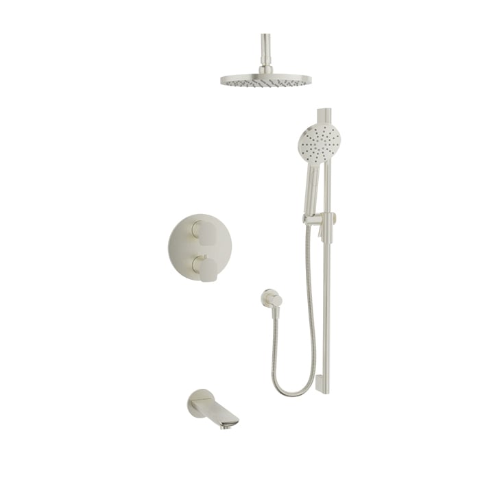 Baril Sens B45 Complete Thermostatic Pressure-Balanced Tub & Shower Kit - Brushed Nickel