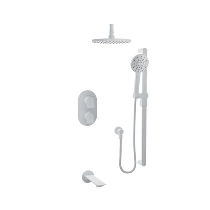 Baril Profile B46 Complete Thermostatic Pressure-Balanced Tub & Shower Kit, Ceiling-Mounted - White