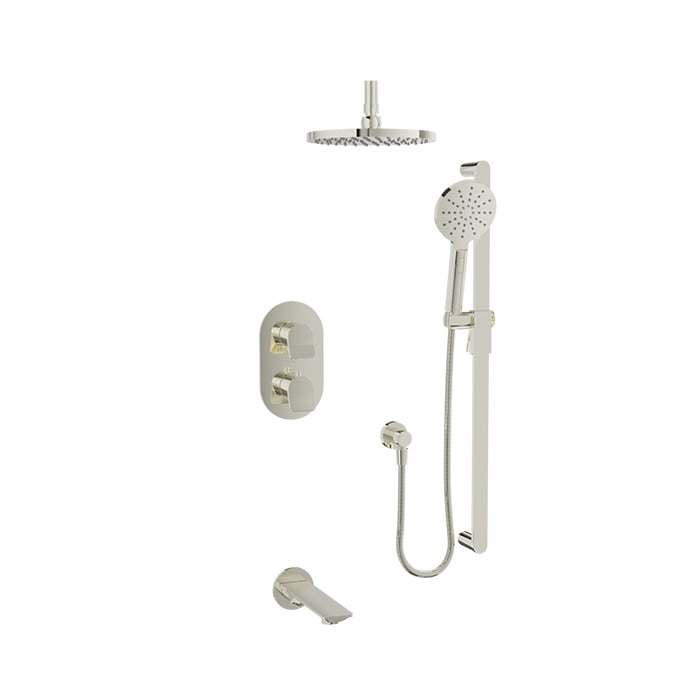 Baril Profile B46 Complete Thermostatic Pressure-Balanced Tub & Shower Kit, Ceiling-Mounted - Polished Nickel