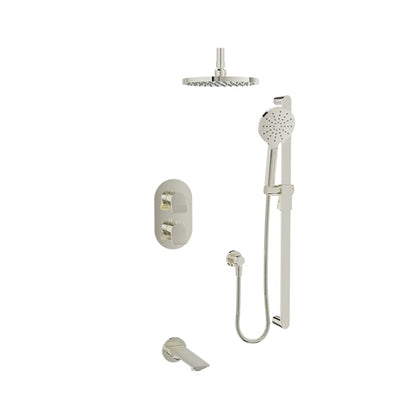 Baril Profile B46 Complete Thermostatic Pressure-Balanced Tub & Shower Kit, Ceiling-Mounted - Polished Nickel