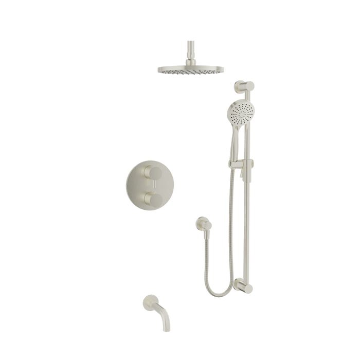Baril Zip B66 Complete Thermostatic Pressure-Balanced Shower Kit, Ceiling-Mount Head - Brushed Nickel