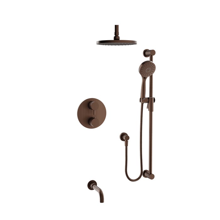 Baril Zip B66 Complete Thermostatic Pressure-Balanced Shower Kit, Ceiling-Mount Head - Venetian Bronze