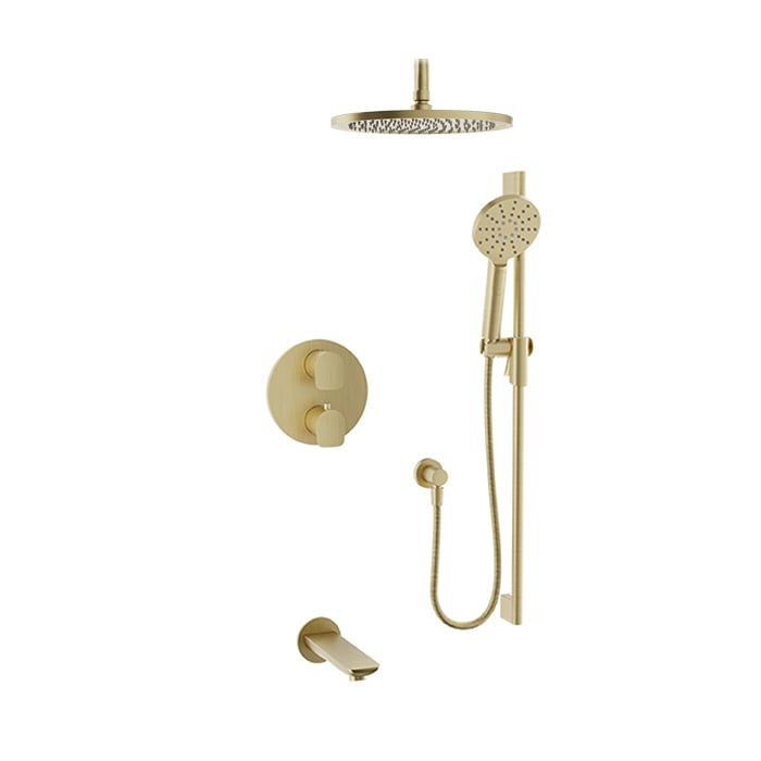 Baril Sens B45 Complete Thermostatic Pressure-Balanced Tub & Shower Kit - Satin Brass