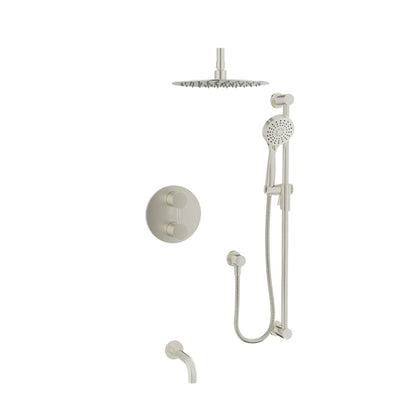 Baril Zip B66 Complete Thermostatic Pressure-Balanced Shower Kit, Ceiling-Mount Head - Brushed Nickel