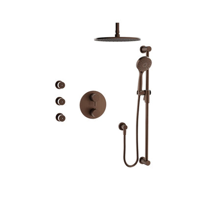 Baril Zip B66 Complete Thermostatic Pressure-Balanced Shower Kit, Ceiling-Mount Head with Body Jets - Venetian Bronze