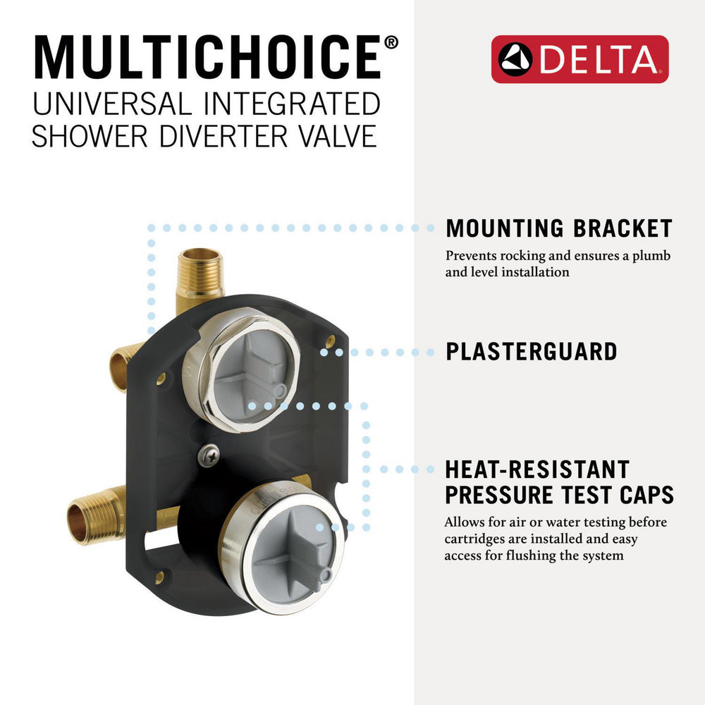 Delta MultiChoice Universal Integrated Shower Diverter Rough Universal Inlets / Outlets - R22000