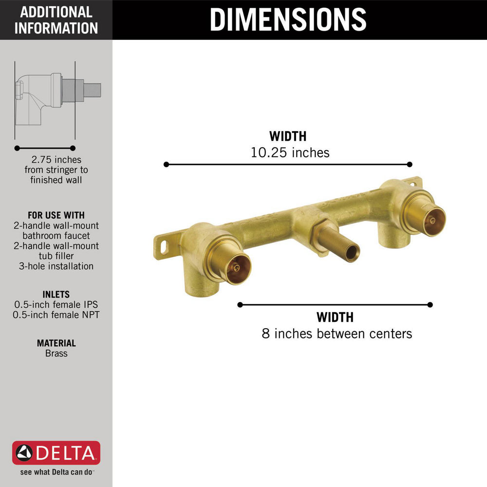 Delta Ara Two Handle Wall Mount Rough-In Valve - R3500-WL