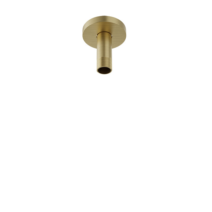 Baril 3 Inch Ceiling-Mounted Shower Arm, Round Flange - Satin Brass