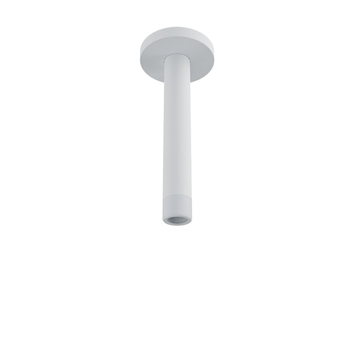 Baril 6 Inch Ceiling-Mounted Shower Arm, Round Flange - White
