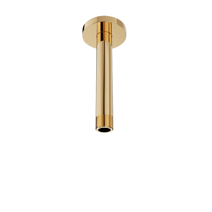 Baril 6 Inch Ceiling-Mounted Shower Arm, Round Flange - Gold