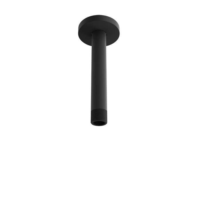 Baril 6 Inch Ceiling-Mounted Shower Arm, Round Flange - Matte Black
