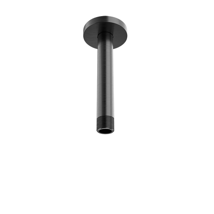 Baril 6 Inch Ceiling-Mounted Shower Arm, Round Flange - Black Titanium