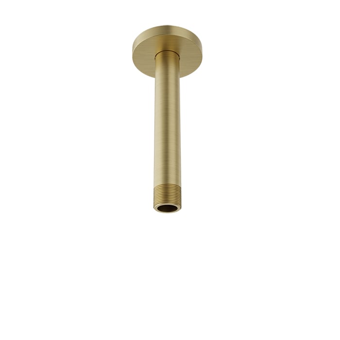 Baril 6 Inch Ceiling-Mounted Shower Arm, Round Flange - Satin Brass