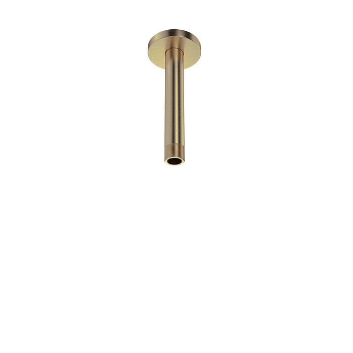 Baril 6 Inch Ceiling-Mounted Shower Arm, Round Flange - Warm Gold
