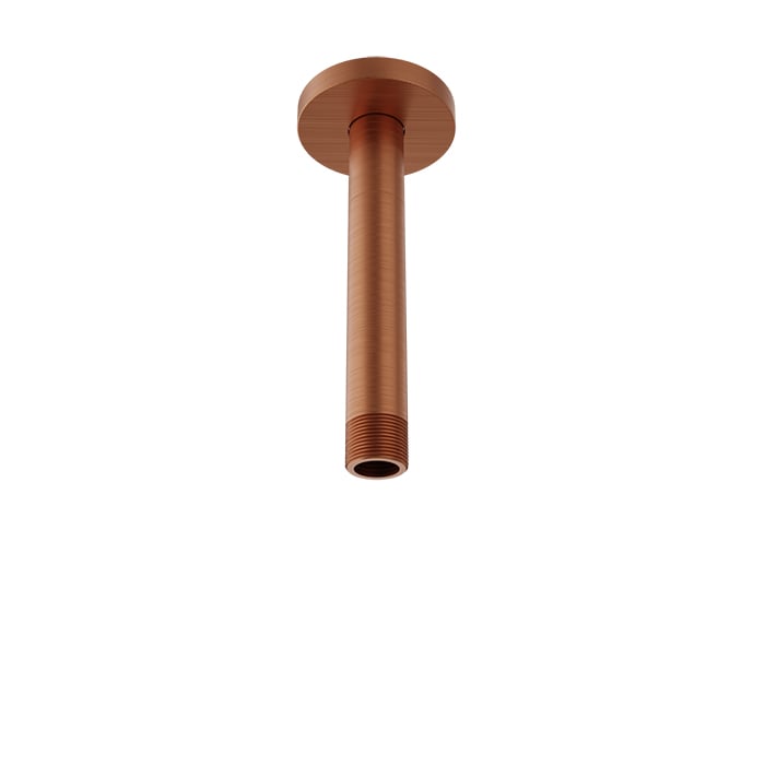 Baril 6 Inch Ceiling-Mounted Shower Arm, Round Flange - Satin Copper
