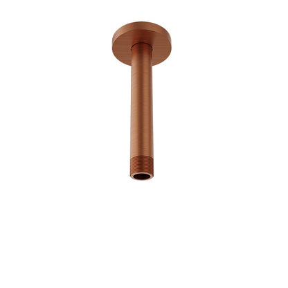 Baril 6 Inch Ceiling-Mounted Shower Arm, Round Flange - Satin Copper