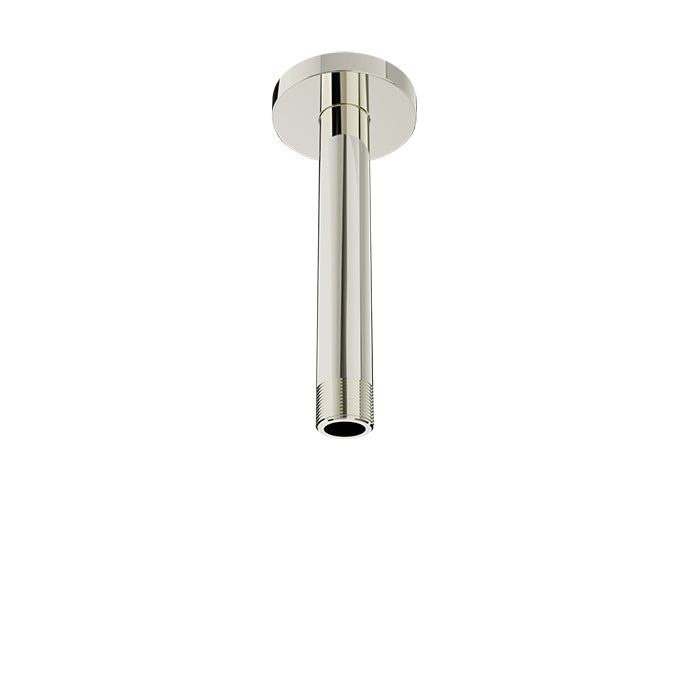 Baril 6 Inch Ceiling-Mounted Shower Arm, Round Flange - Polished Nickel