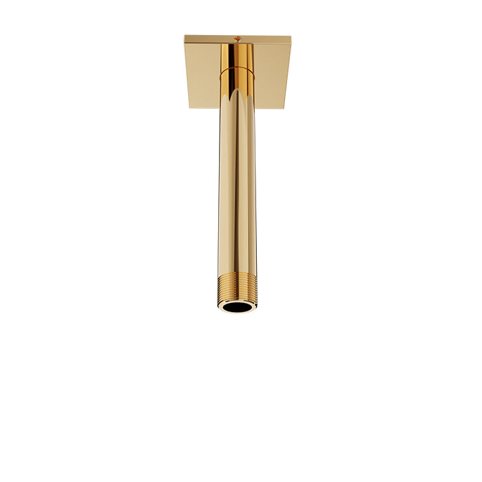Baril 6 Inch Ceiling-Mounted Shower Arm, Square Flange - Gold