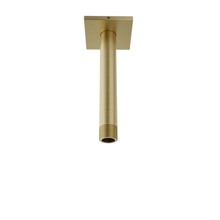 Baril 6 Inch Ceiling-Mounted Shower Arm, Square Flange - Satin Brass