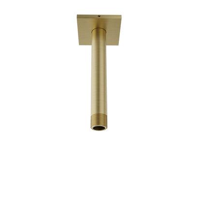 Baril 6 Inch Ceiling-Mounted Shower Arm, Square Flange - Satin Brass