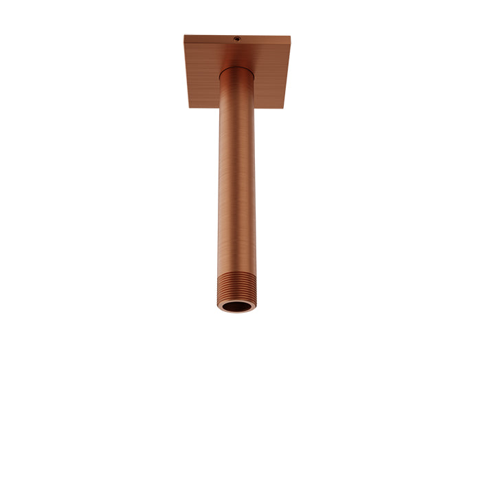 Baril 6 Inch Ceiling-Mounted Shower Arm, Square Flange - Satin Copper