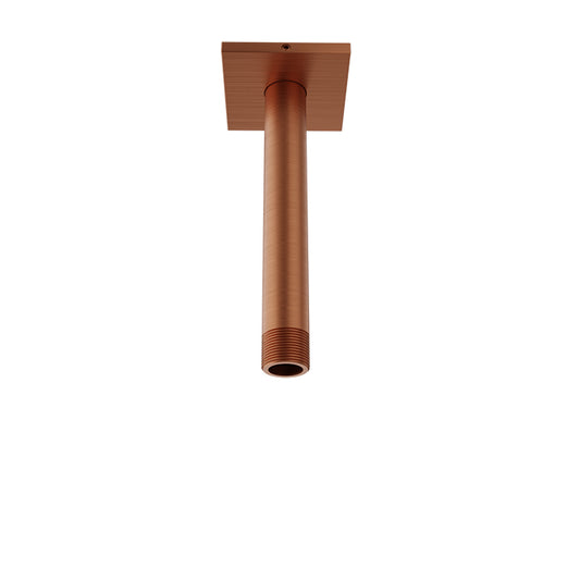 Baril 6 Inch Ceiling-Mounted Shower Arm, Square Flange - Satin Copper