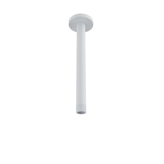 Baril 9 Inch Ceiling-Mounted Shower Arm, Round Flange - White