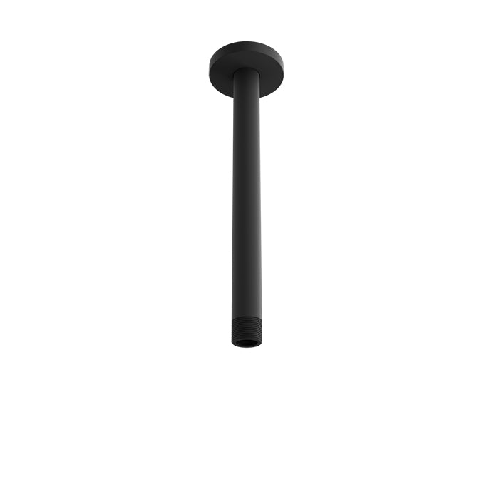 Baril 9 Inch Ceiling-Mounted Shower Arm, Round Flange - Matte Black