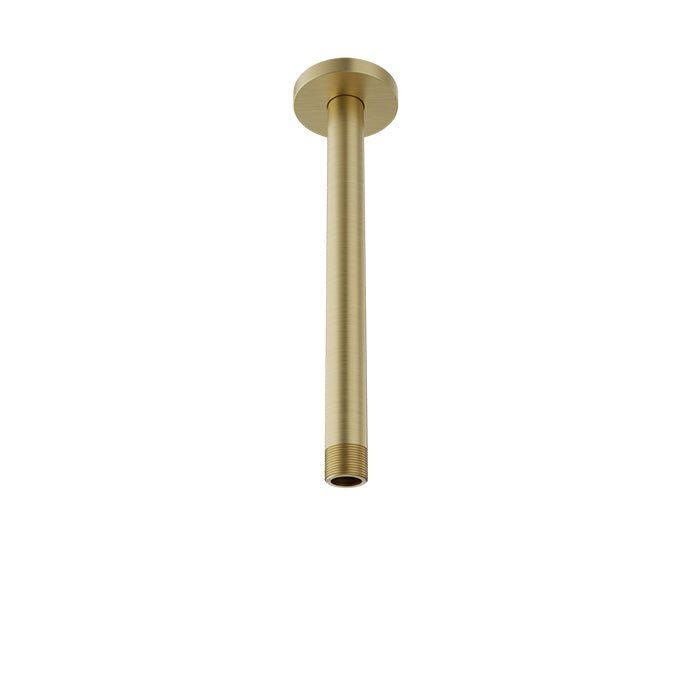 Baril 9 Inch Ceiling-Mounted Shower Arm, Round Flange - Satin Brass