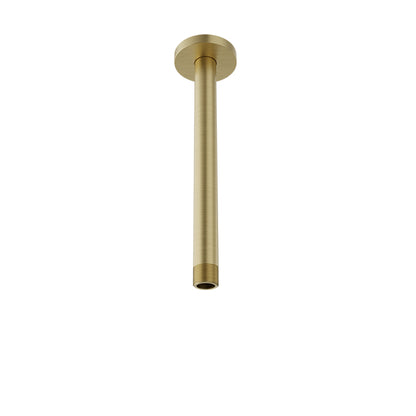 Baril 9 Inch Ceiling-Mounted Shower Arm, Round Flange - Satin Brass