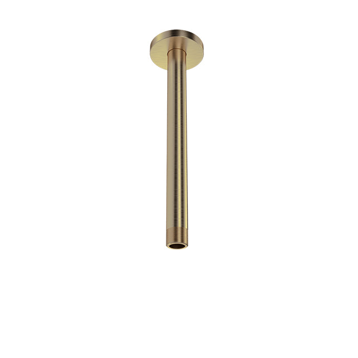 Baril 9 Inch Ceiling-Mounted Shower Arm, Round Flange - Warm Gold