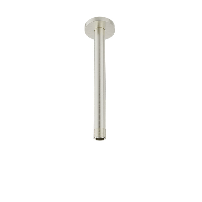 Baril 9 Inch Ceiling-Mounted Shower Arm, Round Flange - Brushed Nickel