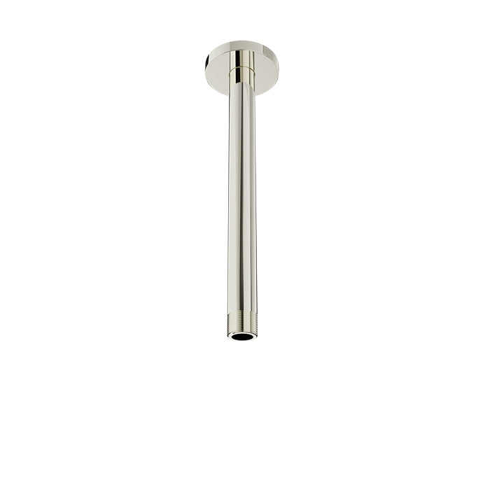 Baril 9 Inch Ceiling-Mounted Shower Arm, Round Flange - Polished Nickel