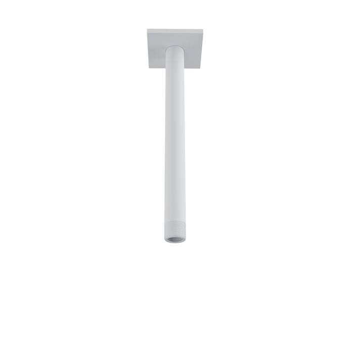 Baril 9 Inch Ceiling-Mounted Shower Arm, Square Flange - White