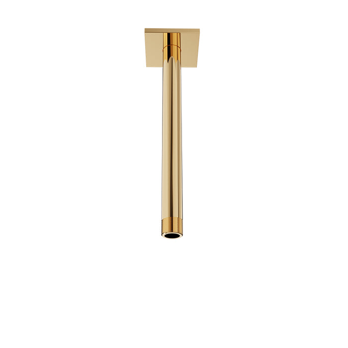 Baril 9 Inch Ceiling-Mounted Shower Arm, Square Flange - Gold